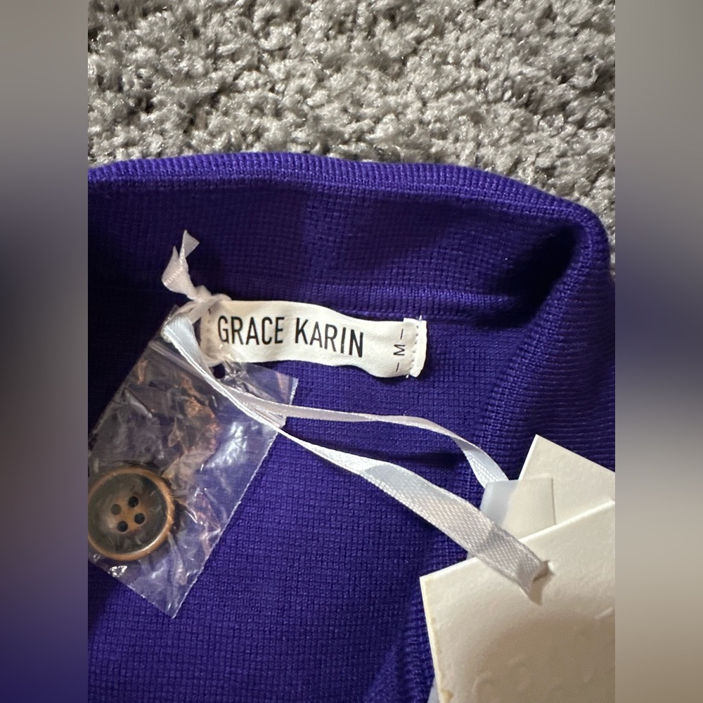 Grace Karin Deep Purple Cardigan - Picture 3 of 4